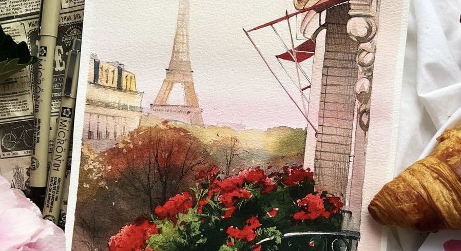 Мастер-класс по живописи акварелью «парижский уик-энд»