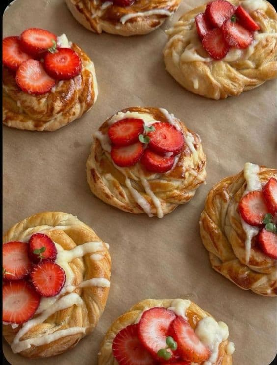 Слойка "вензель" с заварным кремом и ягодным