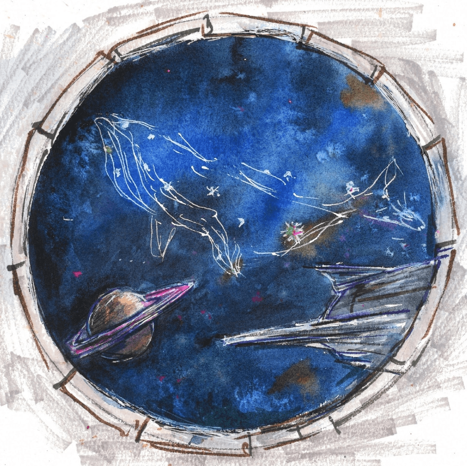 Мастер-класс "акварельный космос"